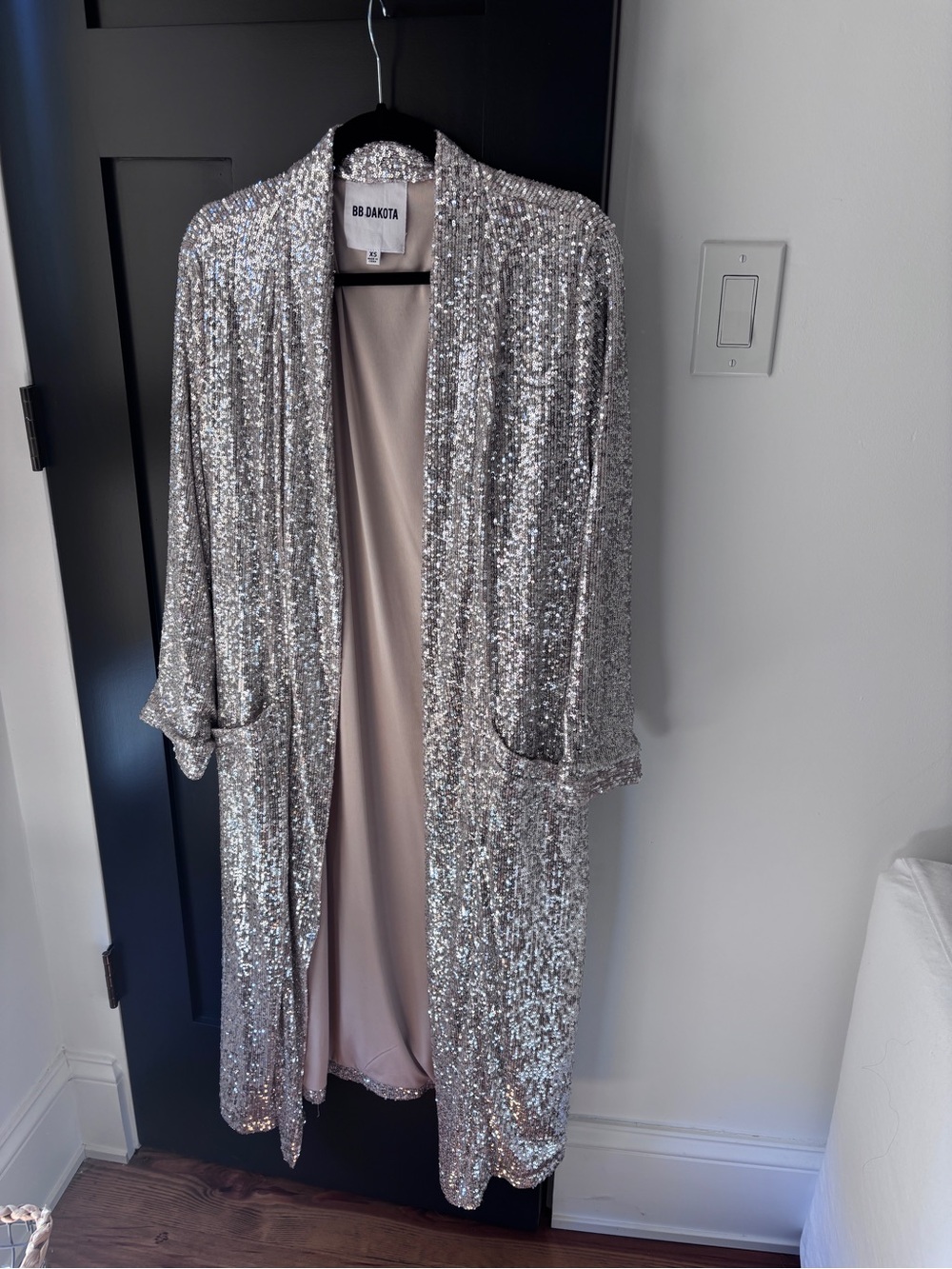 BB Dakota Silver Sequin Duster Cape